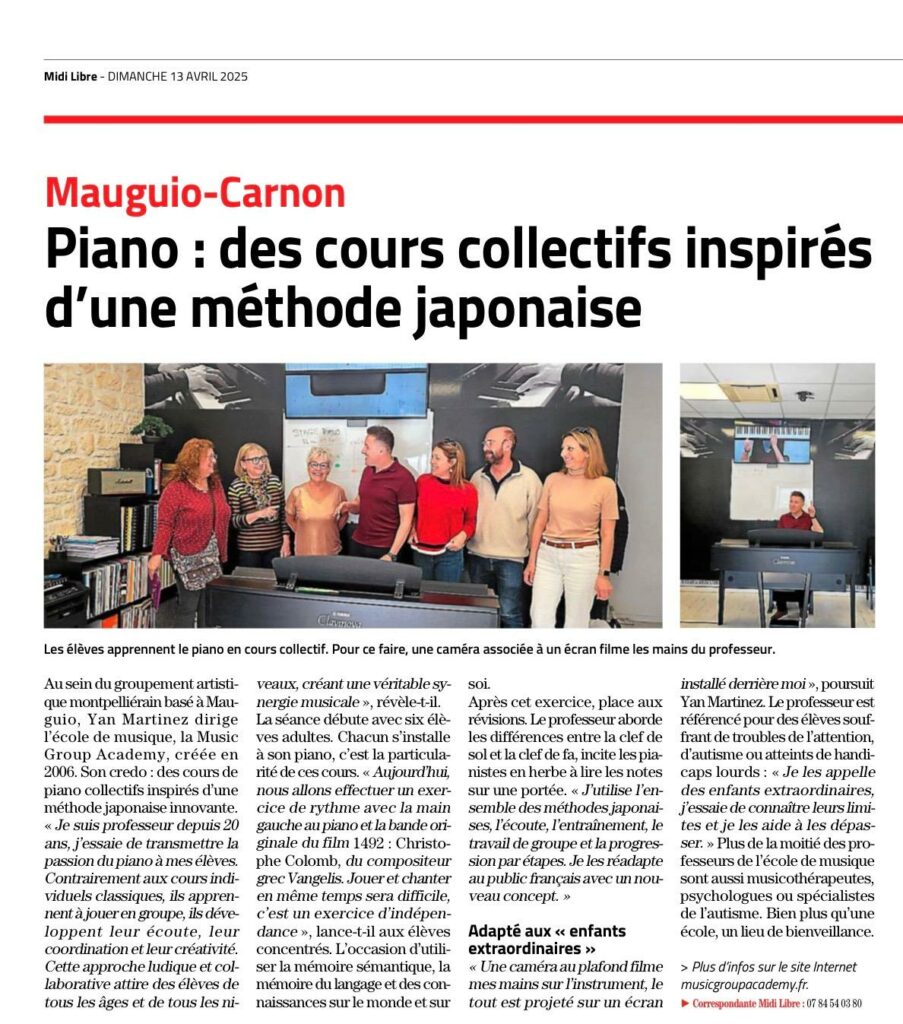 Music Group Academy à l'honneur dans Midi Libre