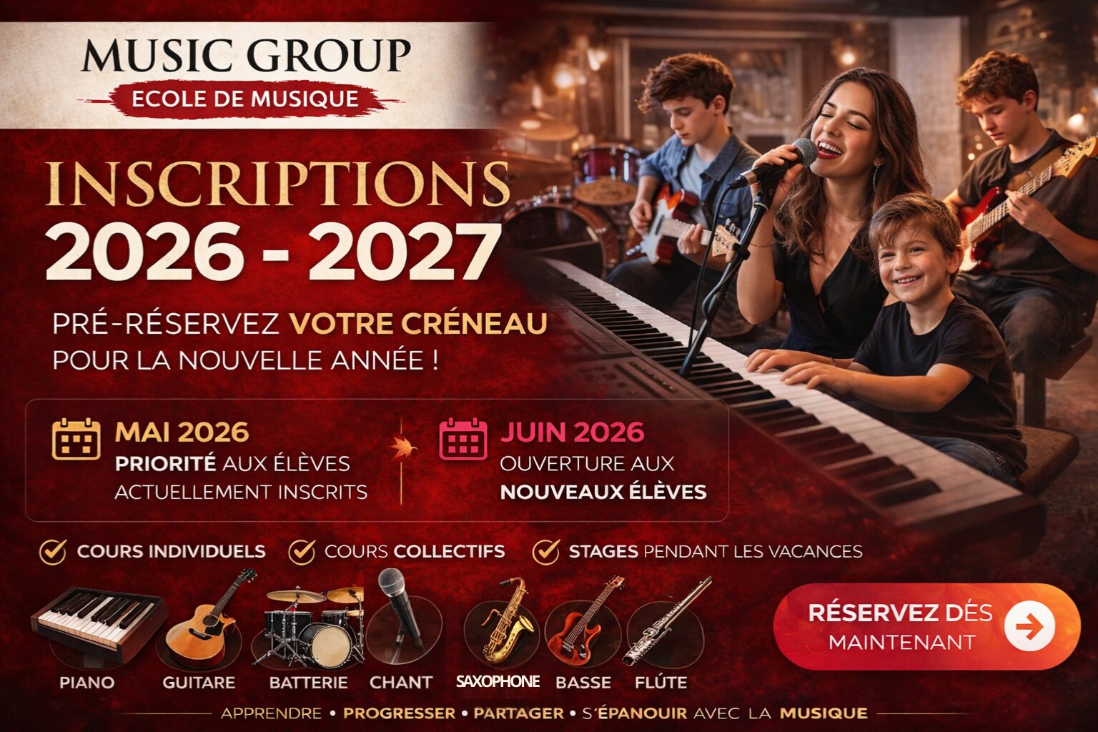 Pré-inscriptions 2026-2027 – École de musique près de Montpellier