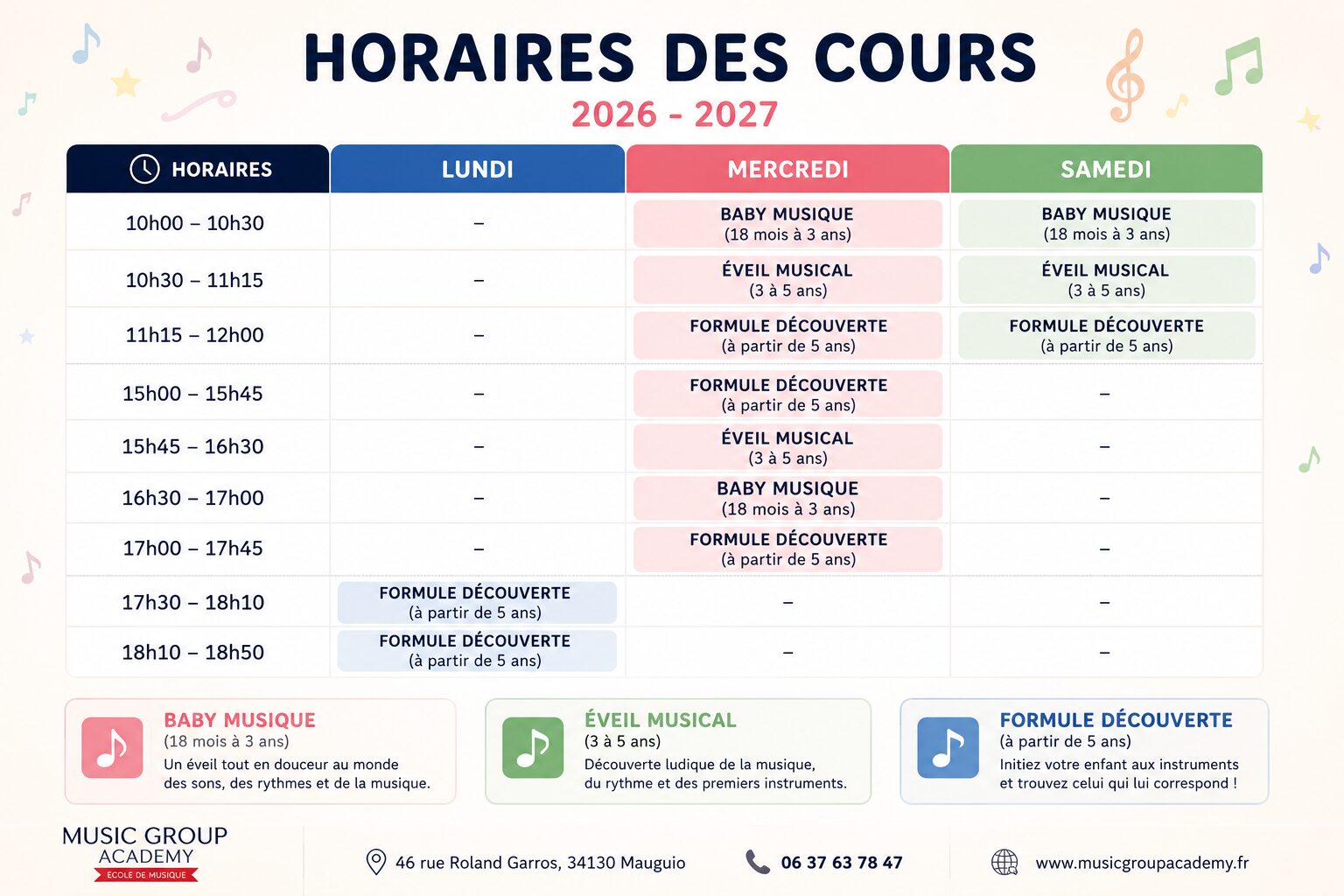 Éveil musical Montpellier : horaires, tarifs et inscription